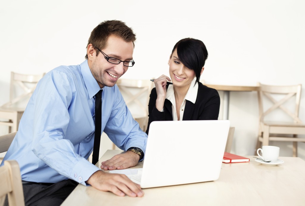 Two business people meeting